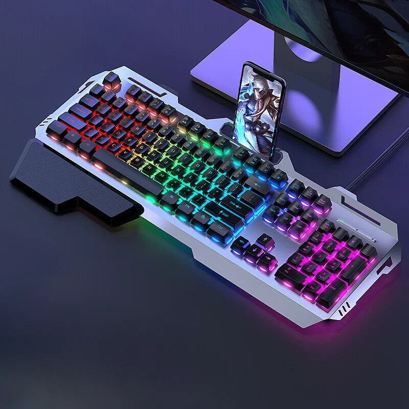 RGB Backlit Gaming Keyboard with Wrist Rest
