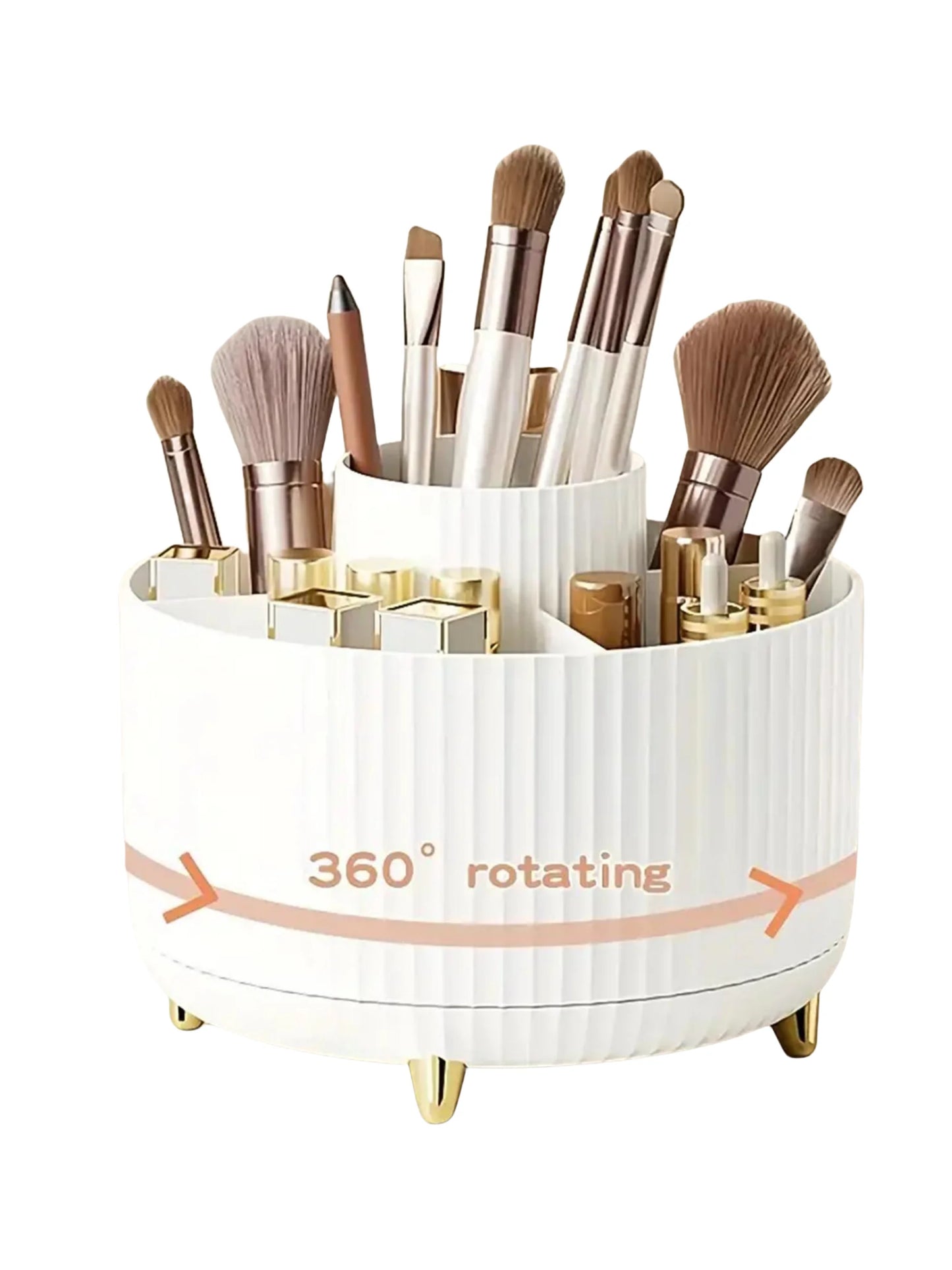 360° Rotating Makeup Organizer – 5-Compartment Cosmetic Holder