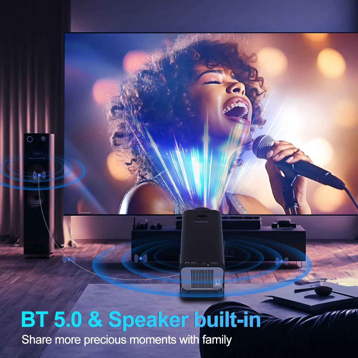 4K Native 1080P Android 11 Projector with 390 ANSI Lumens, Dual WiFi 6, and Bluetooth 5.0 - Upgraded HY320 Portable Outdoor Cinema Projector