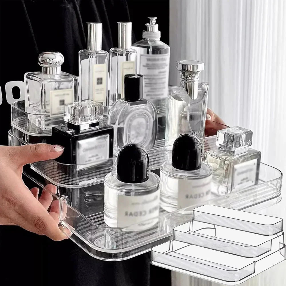 Transparent Perfume and Cosmetic Organizer – Multi-Tier Display Shelf