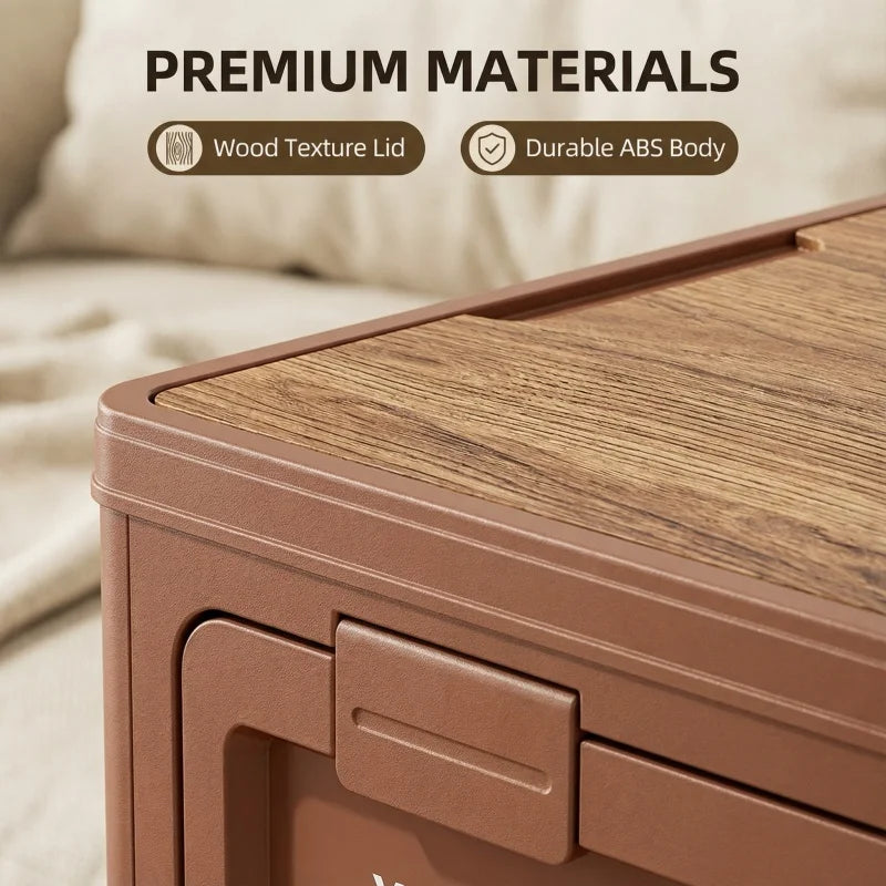 Outdoor Camping Storage Box – Folding Organizer with Wooden Lid