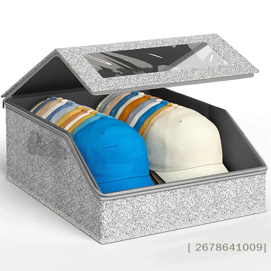Hat Storage Box with Clear Window – Foldable Cap Organizer