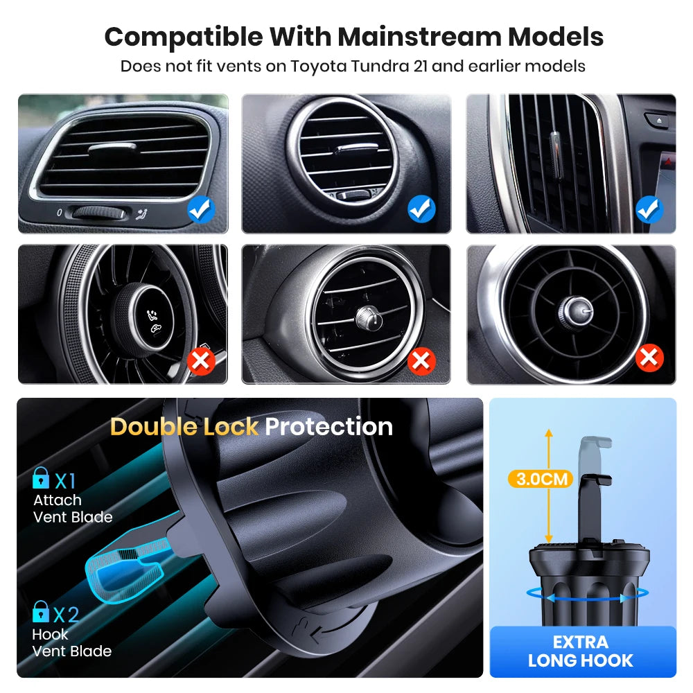 Auto-Locking Car Phone Mount – Fits Any Air Vent