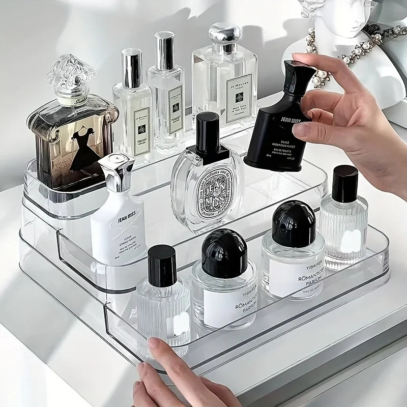 Transparent Perfume and Cosmetic Organizer – Multi-Tier Display Shelf