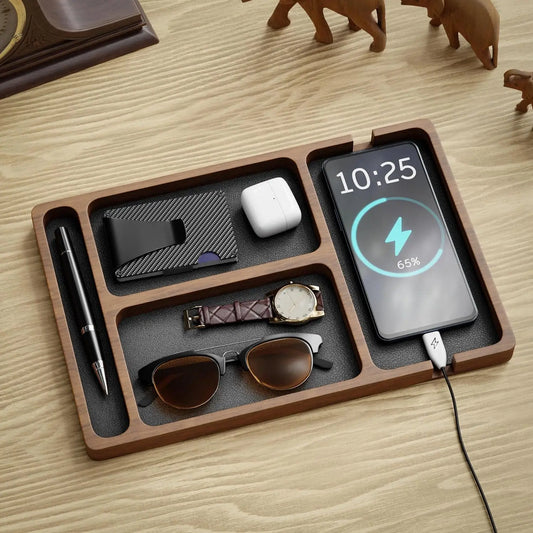 Solid Wood Desktop Organizer – Clean Desk Tray