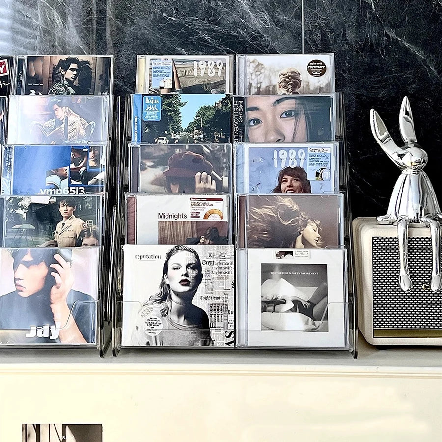 CD and Vinyl Record Storage Rack – Transparent Display Shelf