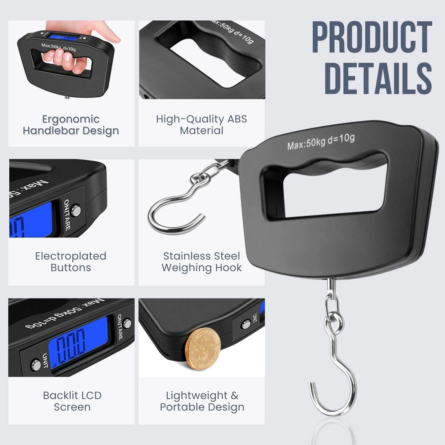Digital Luggage Weight Scale – Portable Travel Scale up to 50kg