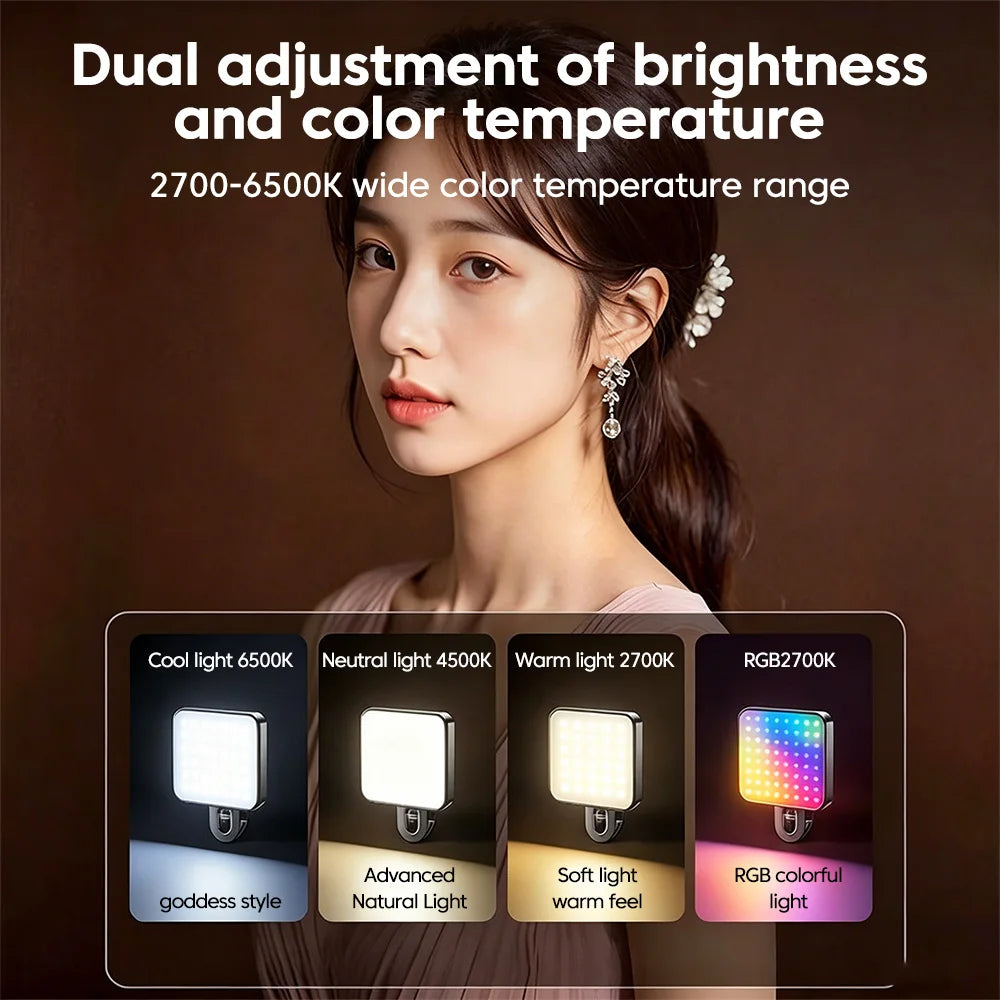Mini Clip-On Selfie Light – 3-Mode Rechargeable LED for Phones
