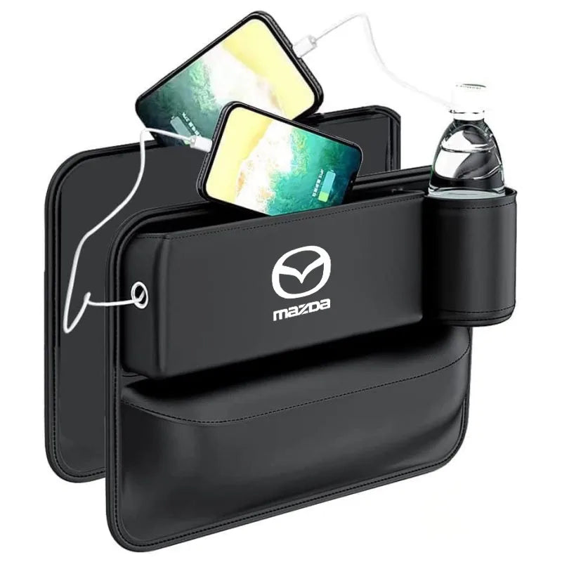 Car Seat Gap Filler – Leather Storage Box with Cup Holder