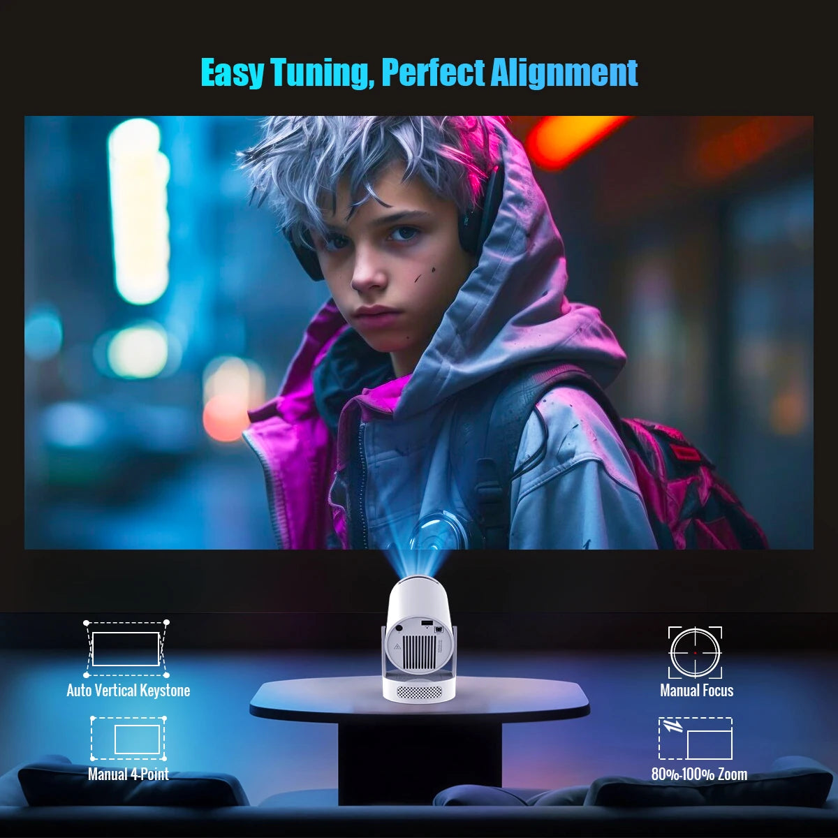 Mini Home Theater Projector – Streams Movies on Any Wall (Android Smart TV Built-In)