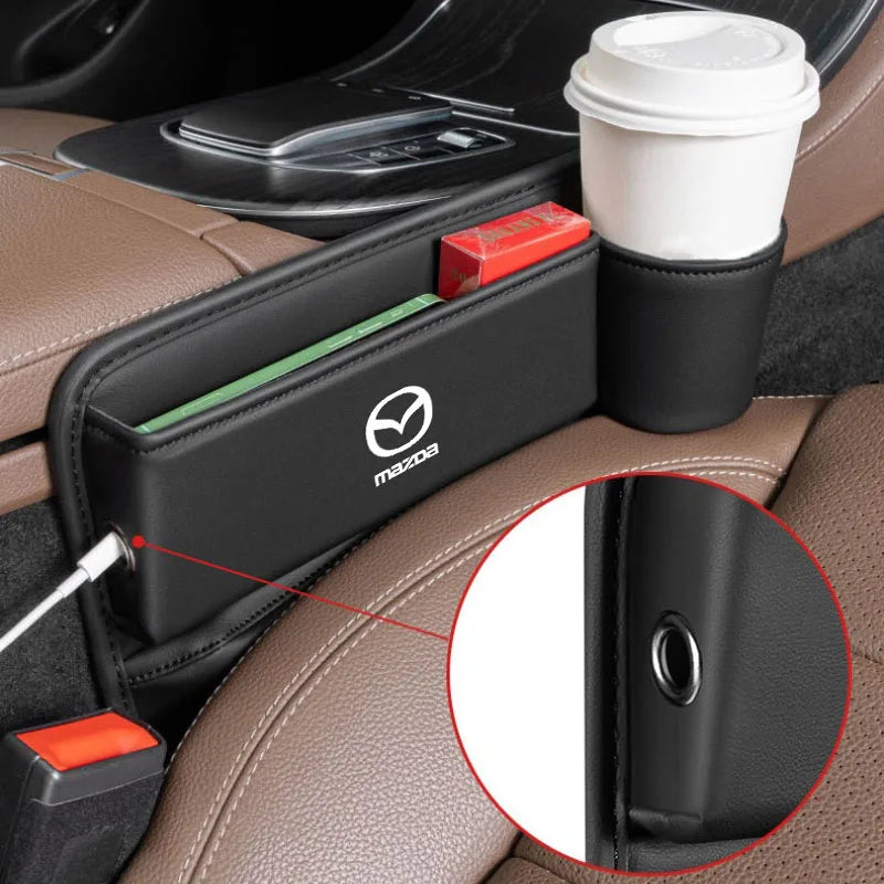Car Seat Gap Filler – Leather Storage Box with Cup Holder