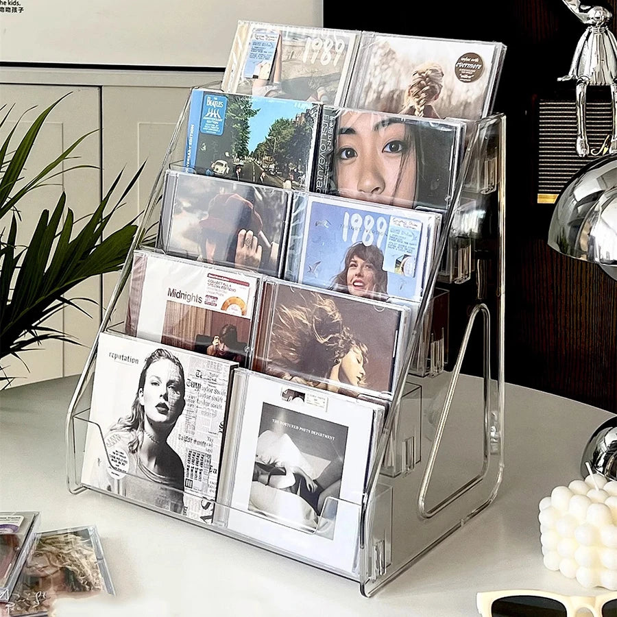 CD and Vinyl Record Storage Rack – Transparent Display Shelf