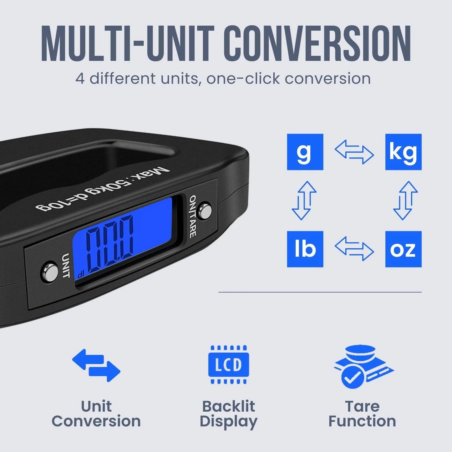 Digital Luggage Weight Scale – Portable Travel Scale up to 50kg