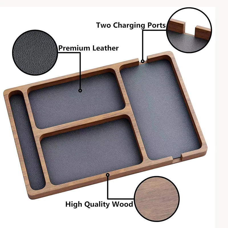 Solid Wood Desktop Organizer – Clean Desk Tray