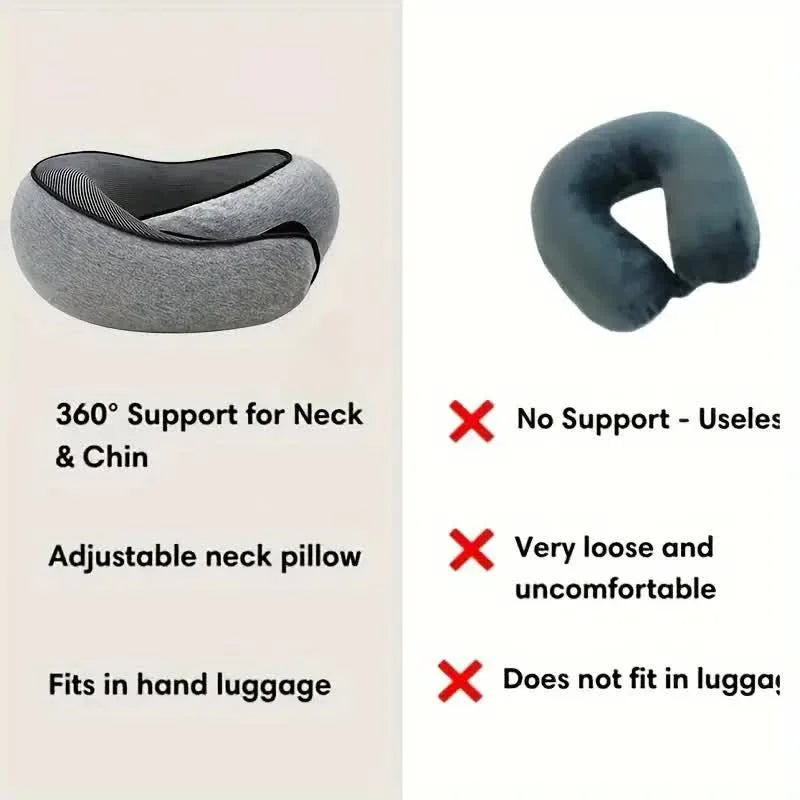 Memory Foam Travel Neck Pillow – Adjustable U-Shaped Support