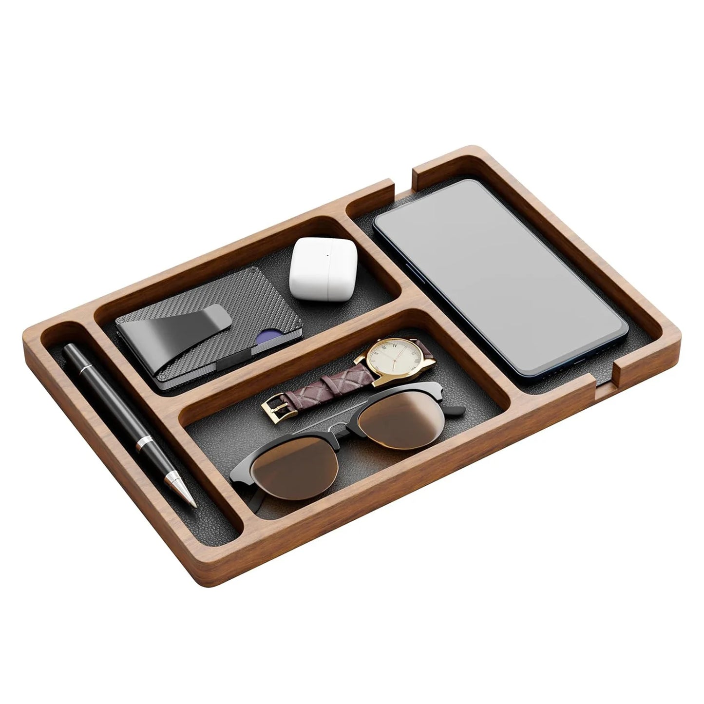 Solid Wood Desktop Organizer – Clean Desk Tray