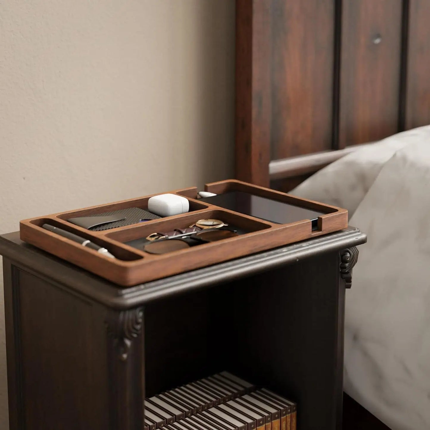Solid Wood Desktop Organizer – Clean Desk Tray