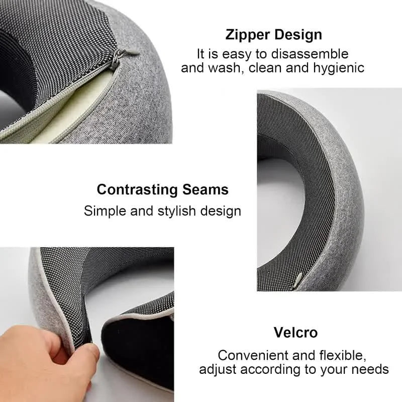 Memory Foam Travel Neck Pillow – Adjustable U-Shaped Support