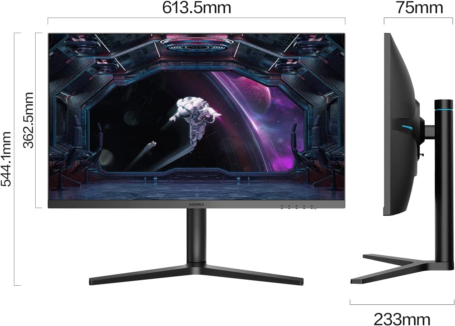 27-Inch FHD Monitor with Fast IPS Display (1920x1080, 165Hz, 1ms, DCI-P3 90%, DP 1.2, HDMI 1.4, Type-C Audio, 300 cd/m²), Adjustable Stand, Ultra-Narrow Bezel, Black and Blue